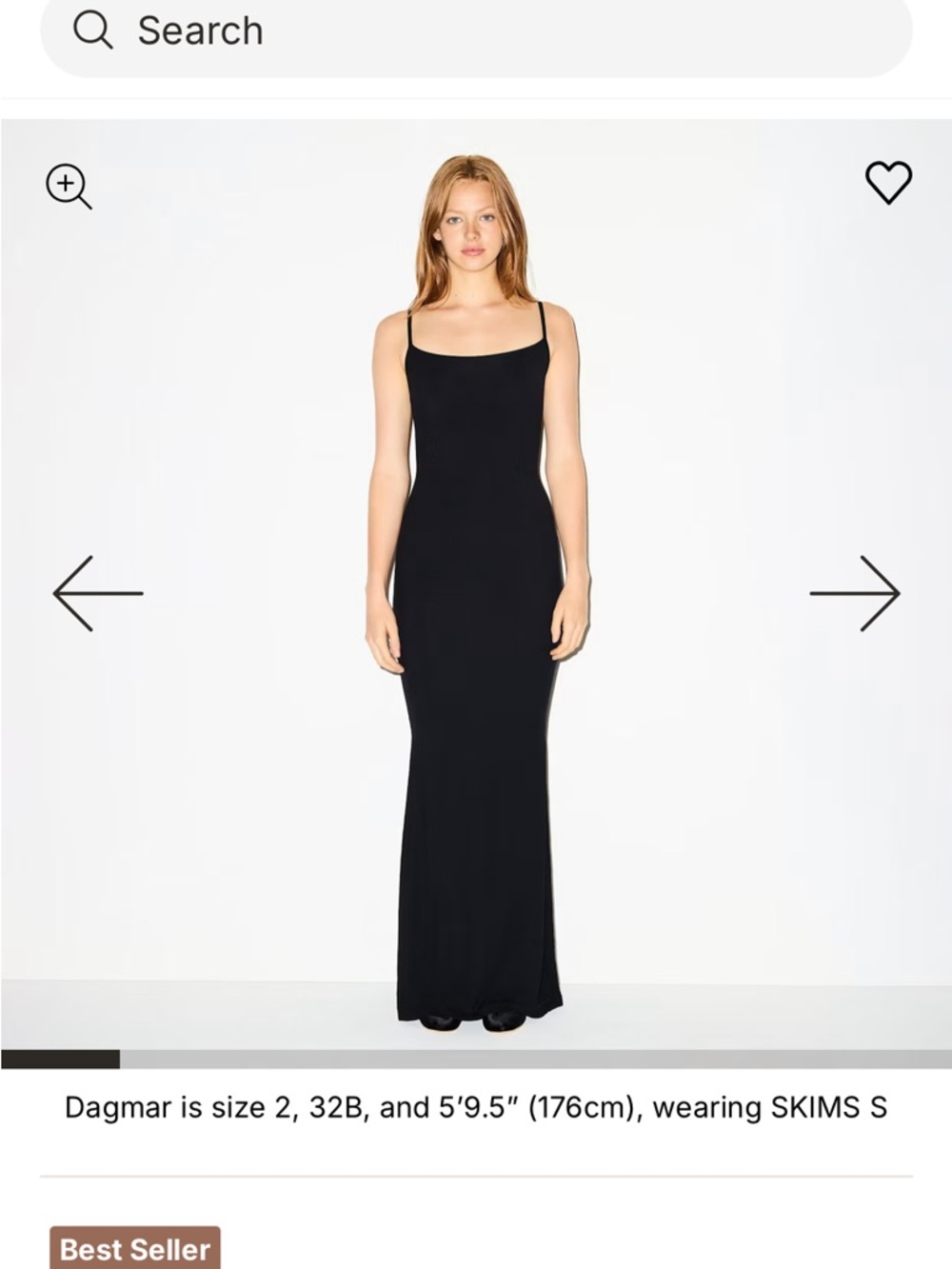 SKIMS Black Slim Maxi Slip Dress